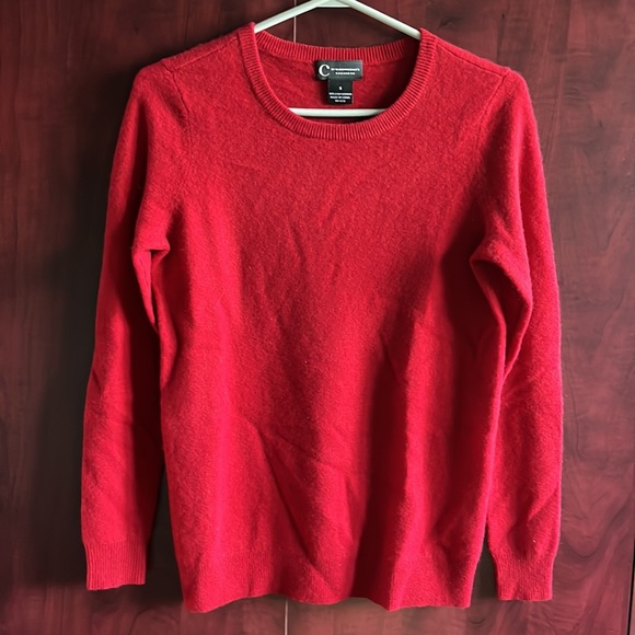 Women’s C by Bloomingdale’s cashmere crew neck sweater / Red / Small - Picture 2 of 9